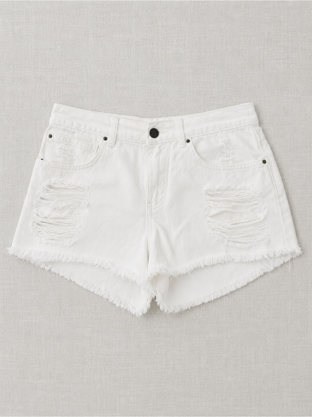 Women's White Distressed Denim Shorts